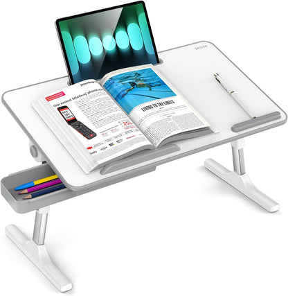 Besign LT05 Adjustable Laptop Table, Lap Desk, Portable Standing Bed Desk, Foldable Sofa Breakfast Tray, Notebook Computer Stand for Reading and Writing, Medium Size, Black