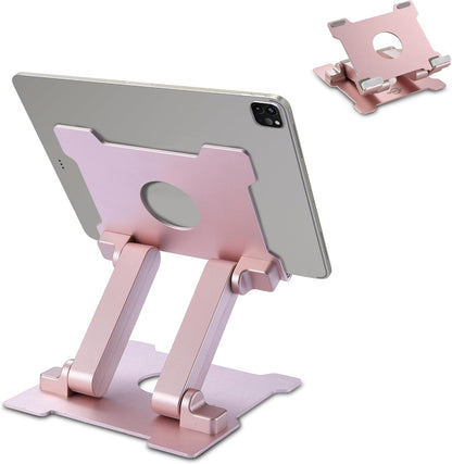 KABCON Quality Tablet Stand,Adjustable Foldable Eye-Level Aluminum Solid Up to 15-in Tablets Holder for Microsoft Surface Series Tablets,iPad Series,Samsung Galaxy Tabs,Amazon Kindle Fire,Etc.Silver