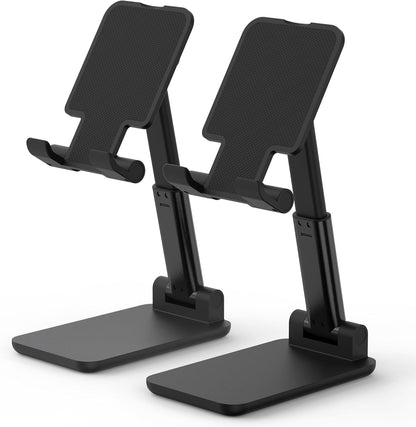 Cell Phone Stand, Adjustable Angle and Height Cell Phone Holder for Desk, Foldable and Portable, Anti-Slip Silicone Pad, Compatible with All Mobile Phones and 4-8 Inch Devices, Pink