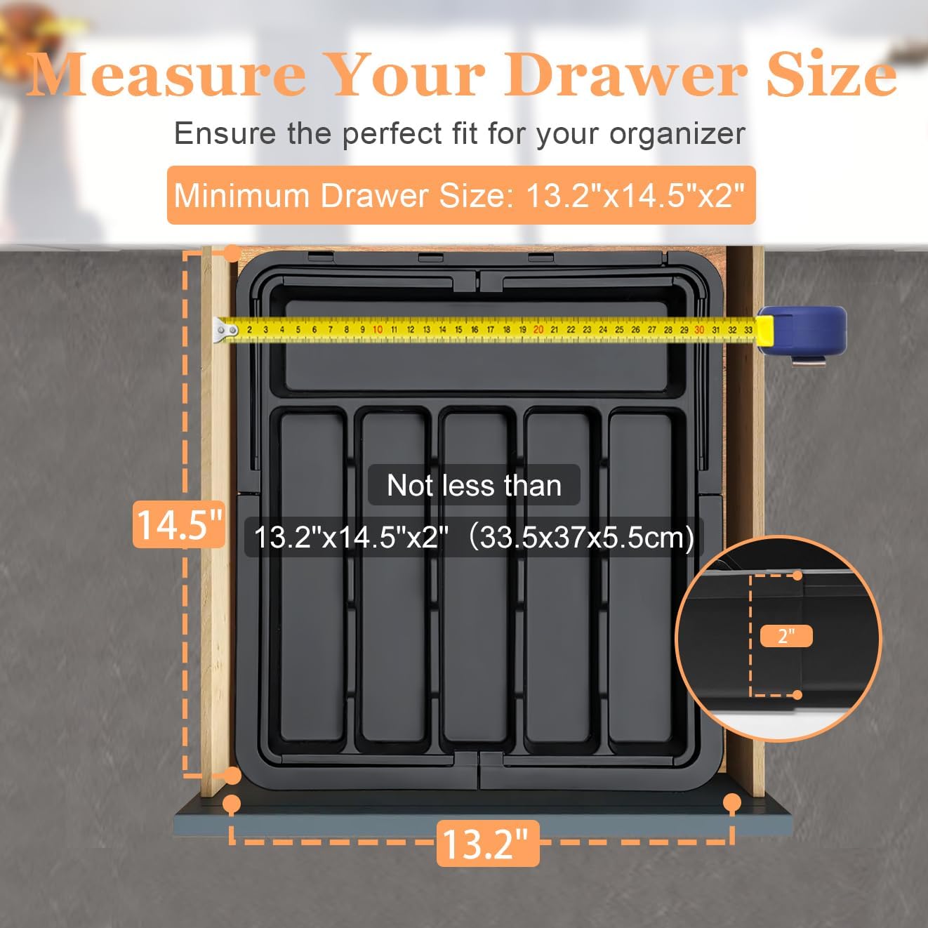 Spaclear Silverware Organizer Expandable Kitchen Utensil Drawer Organizer Large BPA Free Adjustable Cutlery Silverware Tray for Spoons Forks Knives Storage Divider for Kitchen Flatware 6-9 Slots Black