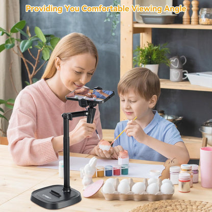 UTEBIT Adjustable Phone Stand for Desk, 11.8''-17.7''Height Adjustable Phone Holder for Desk Recording, Retractable Cell Phone Tablet Stand Holder for 5.5''-9.5''Screen iPhone 17 16 15 Pro Max Android