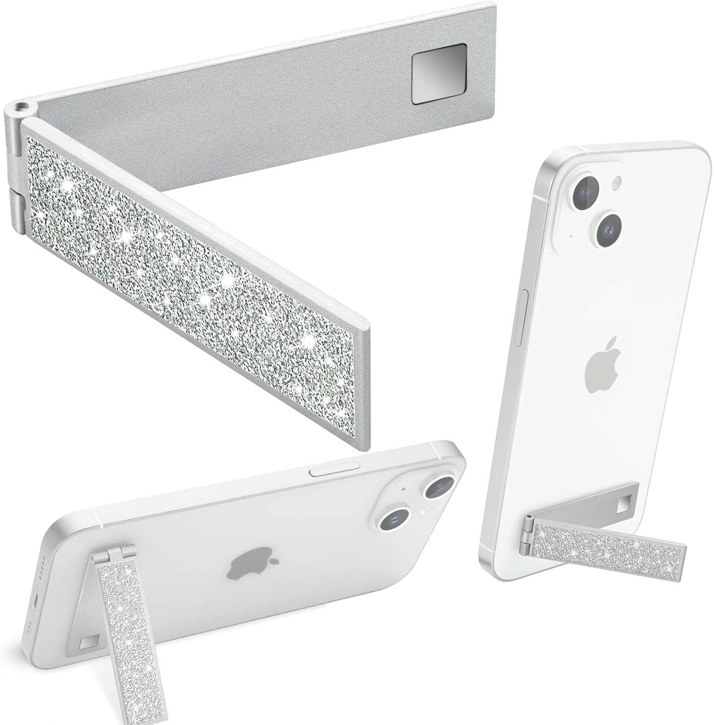 Mini Phone Kickstand, Folding Invisible Portable Metal Cell Phone Stand Holder for Desk, Compatible with iPhone, Samsung and All Cellphones, Black
