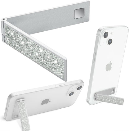 Mini Phone Kickstand, Folding Invisible Portable Metal Cell Phone Stand Holder for Desk, Compatible with iPhone, Samsung and All Cellphones, Black