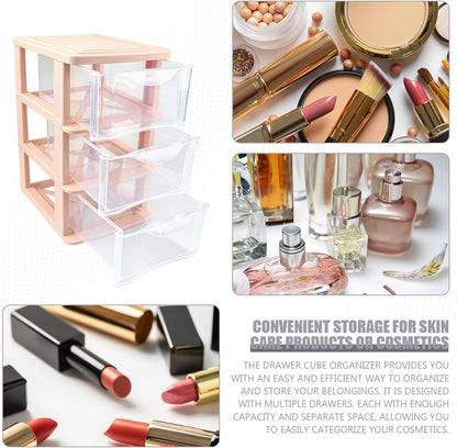 3 Layer Plastic Storage Drawer Bunny Transparent Cosmetic Organizer Rabbit Makeup Organizer Storage Container for Office School Home（White）