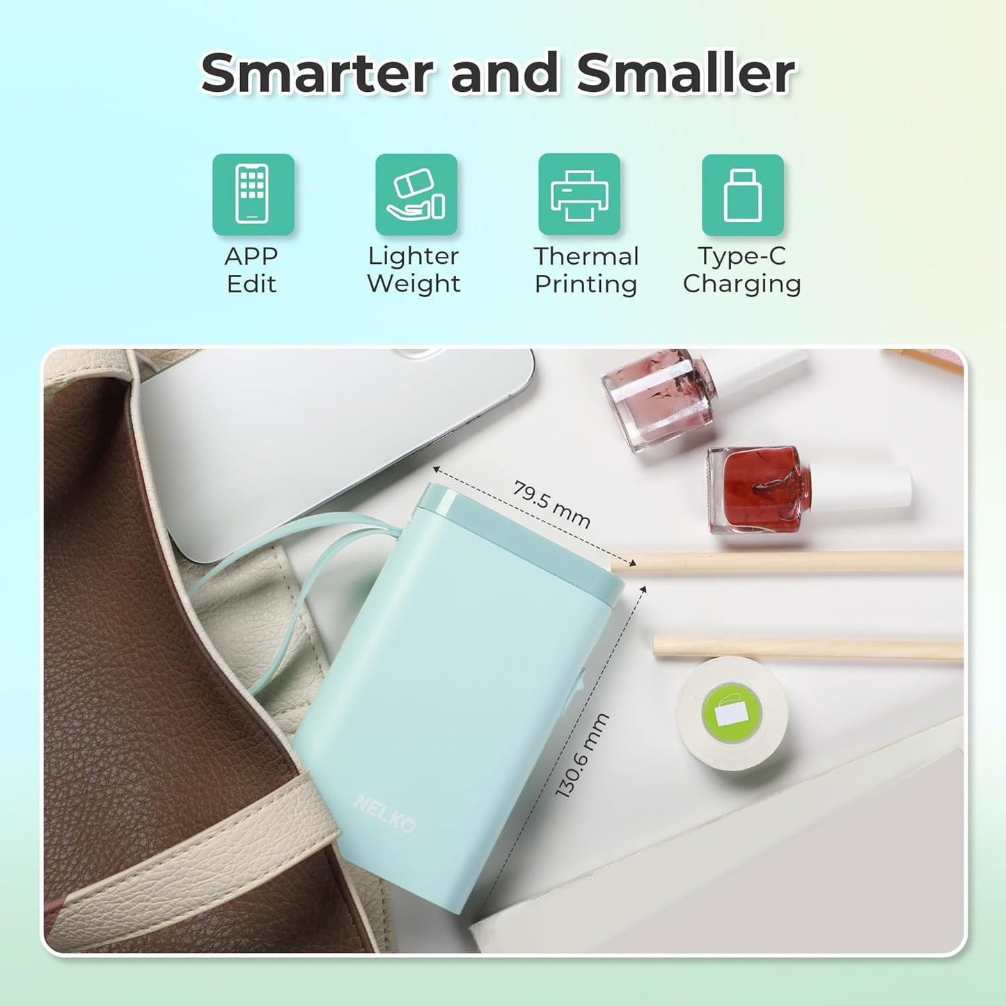 Nelko Label Maker Machine with Tape, P21 Bluetooth Label Printer, Wireless Mini Label Makers with Multiple Templates for School Office Home, White
