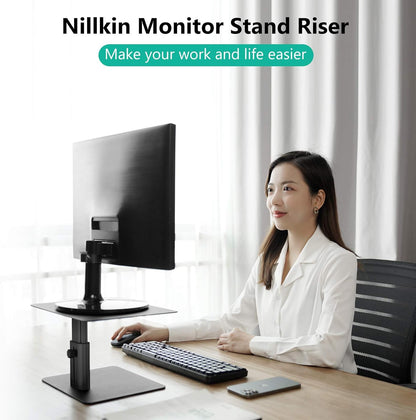 Nillkin Monitor Stand for Desk, Adjustable Height Computer Monitor Stand, Ergonomic Aluminum Computer Stand for Desktop Monitor, iMac, Studio Display XDR, Dell, HP, Lenovo, Other Screen Display, Black