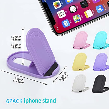Prettyia Cell Phone Stands, Portable Phone Stand Phone Holder for Desk Applicable to iPhone Stand and Other Mobile Phones and Tablets Foldable Phone Stands 6pack