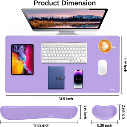 MOSISO Keyboard Mouse Pad Set, Gaming Mouse Pad&Keyboard Wrist Rest&Wrist Rest, Ergonomic Wristrests with Memory Foam Home Office Easy Typing Cushion Non-Slip Mousepad, Purple