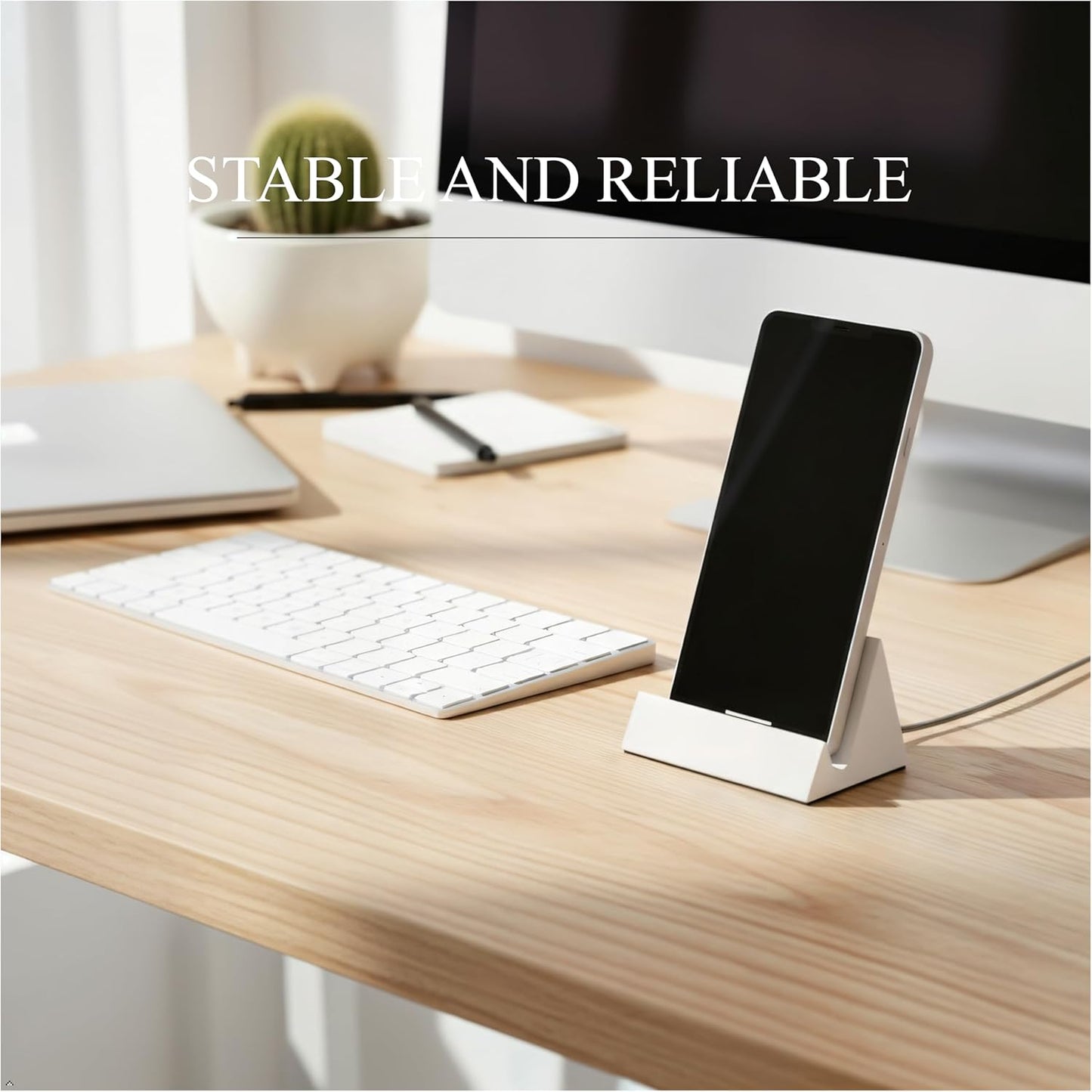 Concrete phone stand, desktop phone stand, multifunctional stand, compatible with iPhone 16/15/14/13/12 smartphones (Ink wash)