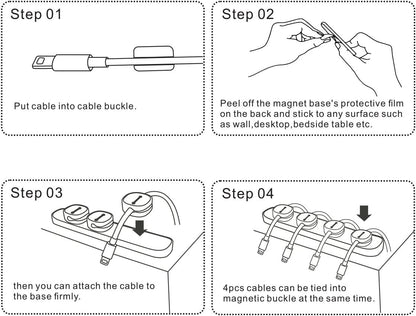 Magnetic Cable Organizer, Desktop Cable Holder Multipurpose with 8 Clips, Magnetic Cable Clips Organizer, Cord Management for All Wires (2 Pack, Black and White)