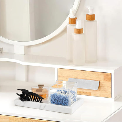 Clear Acrylic Cotton Swab Ball Holder Qtip Organizer with Lid 2-Grid Canister for Make Up Pads, Floss Picks, Vanity Storage,Bath Salts, Cosmetics, Home Bathroom Decor (DP004)