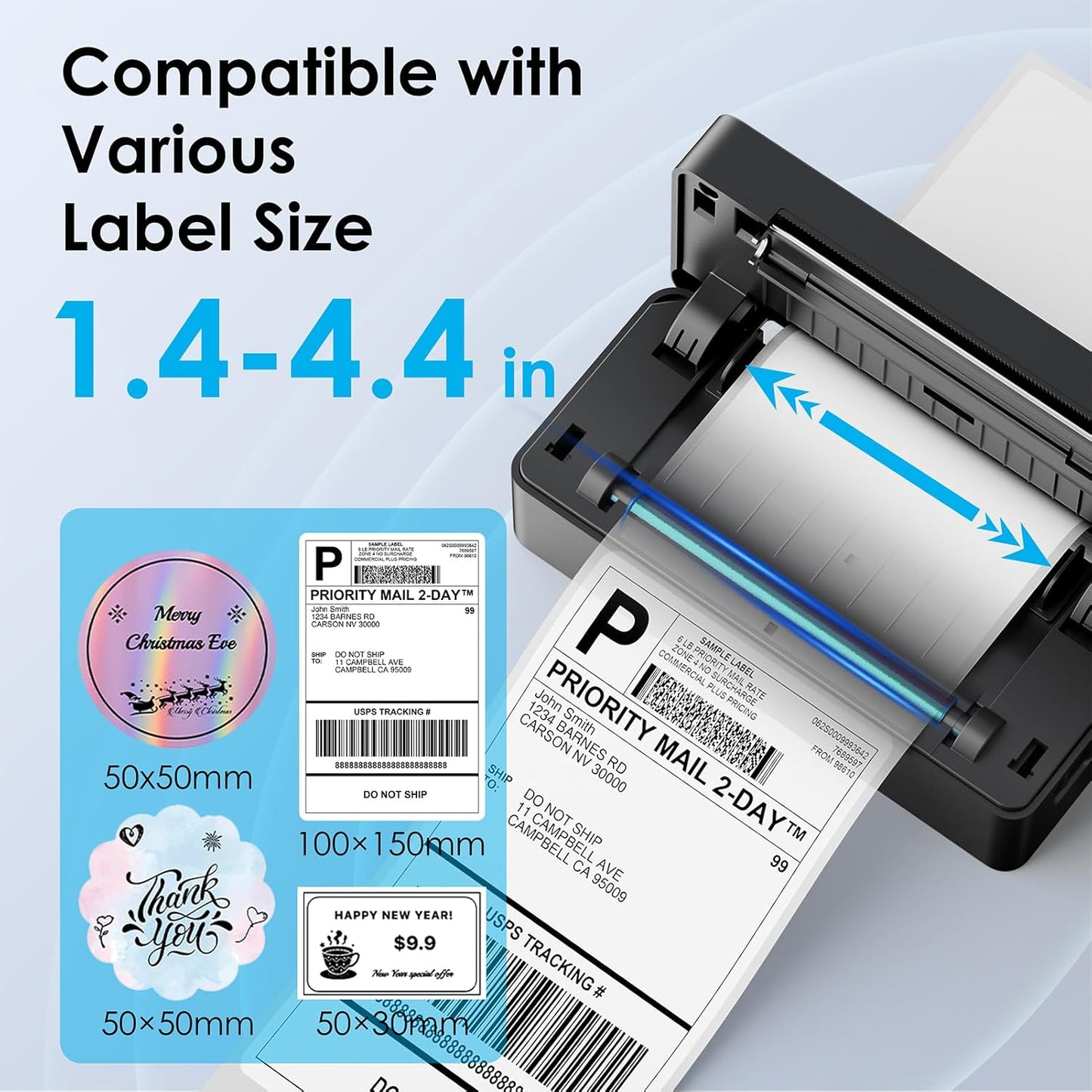 KNAON Shipping Thermal Label Printer, 4x6 Portable Label Printer, Bluetooth Label Maker for Small Business, Support iPhone,Android,Windows,Mac,Chromebook,Works with USPS, Etsy,Shopify&More, Black