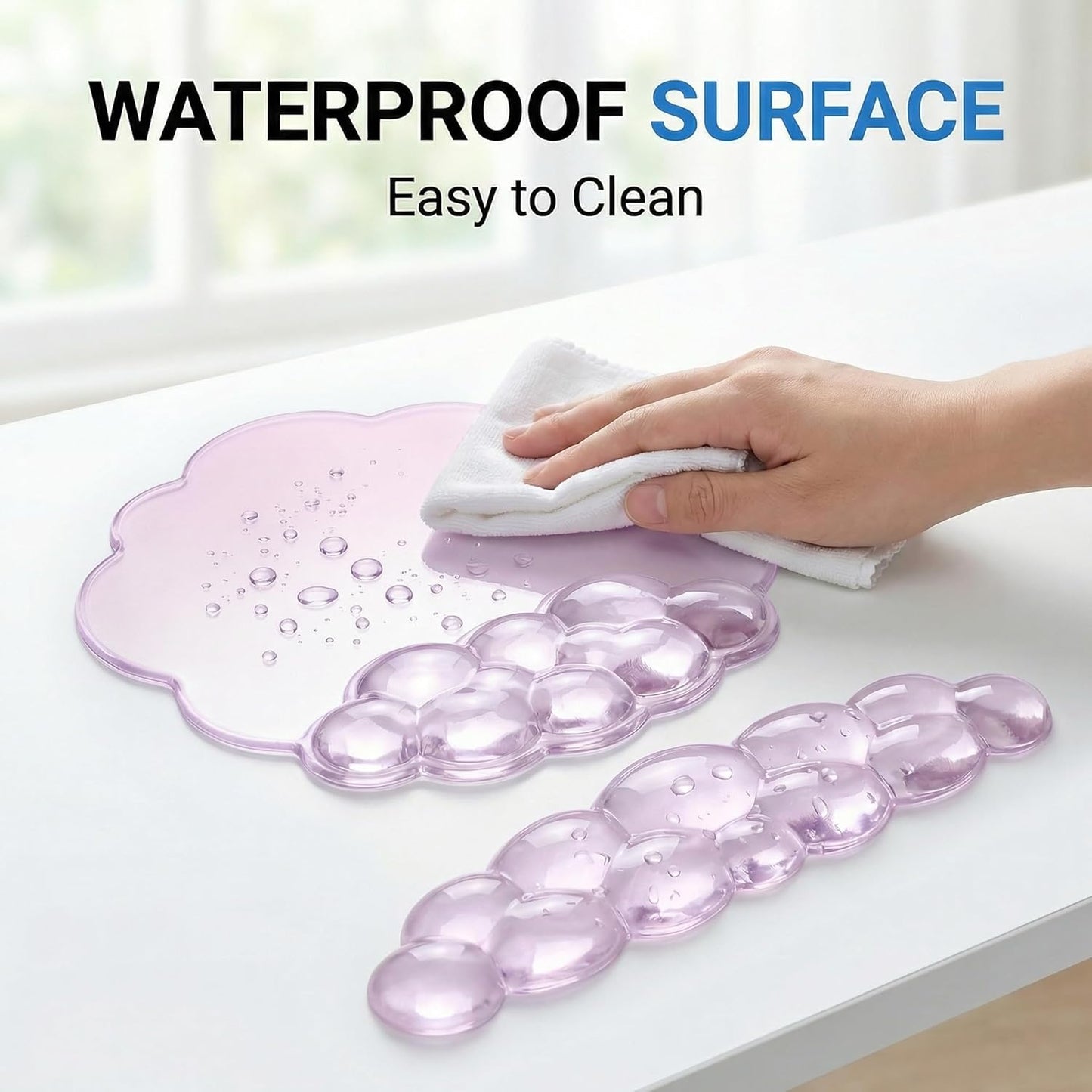 Ergonomic Cloud-Shaped Keyboard Wrist Rest & Non-Slip Mouse Pad Set, Soft Gel Support, Easy-to-Clean, Durable, Ideal for Long Work & Study Hours