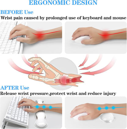 Computer Keyboard Stand with Gel Keyboard Wrist Rest, Tilted Acrylic Keyboard Holder - Ergonomic Wrist Rest Support Keyboard for Typing Pain Relief，Suitable for Office/Computer/Laptop/Gaming