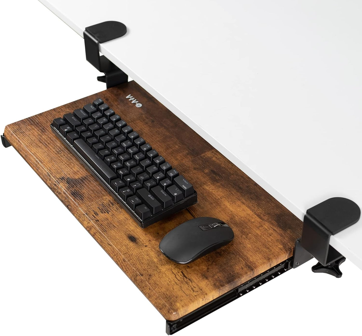 VIVO Large Clamp-on Computer Keyboard and Mouse Under Desk Slider Tray, 27 x 11 inch Pull Out Platform Drawer, White, MOUNT-KB05W