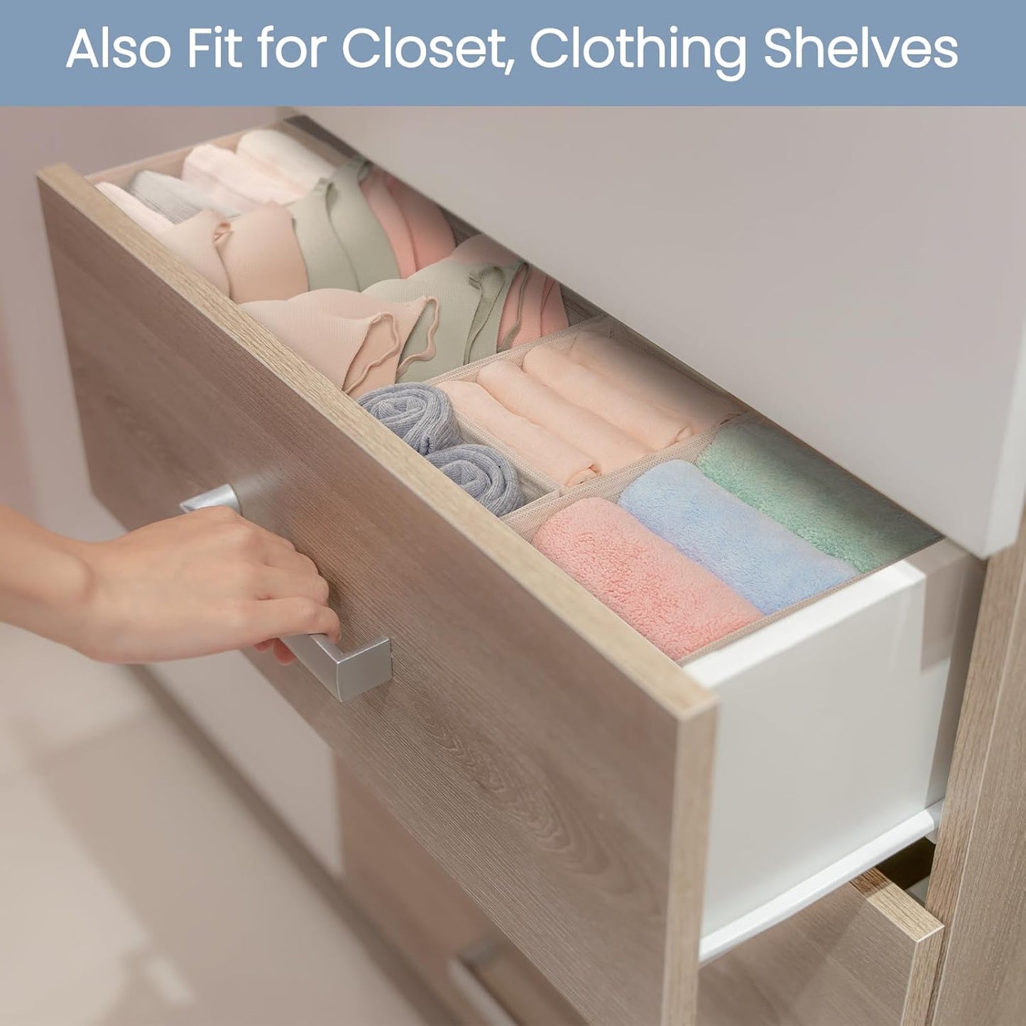 Criusia Drawer Organizer Clothes, 8 Pack Underwear Organizer, Foldable Closet Organizers and Storage Dresser Dividers for Clothes, Socks, Scarves, Ties (Gray)