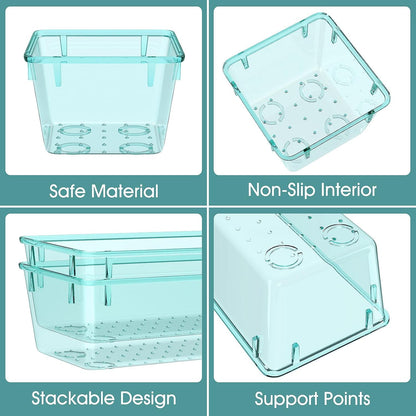 WOWBOX 25 PCS Clear Plastic Drawer Organizer Set, 4 Sizes Desk Drawer Divider Organizers and Storage Bins for Makeup, Jewelry, Gadgets for Kitchen, Bedroom, Bathroom, Office