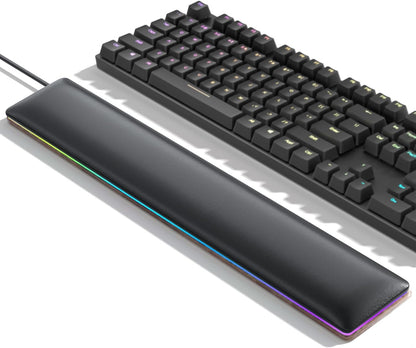 PU Leather Keyboard Wrist Rest, Ergonomic Memory Foam Wrist Support for Pain Relief, Waterproof & Easy to Clean Hand Rest Pad for Office, Gaming & Mechanical Keyboards (Classic Black)