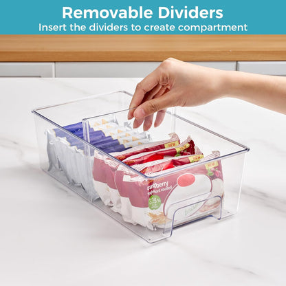 Vtopmart 4 Pack Clear Stackable Storage Drawers,Under Sink and Kitchen Organizers Storage,Easy to Assemble Plastic Drawers for Baby Bottle,Medicine, Bathroom,Cabinet and Pantry Organization