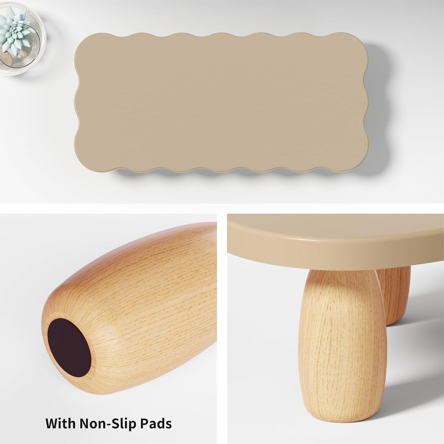 AFOOYO Monitor Stand Riser, Cookie-Shaped Sturdy Wood Computer Monitor Stand for Desk, Ergonomic Desk Stand, Multi-Purpose Desktop Organizer Riser for Computer, Laptop, Printer, TV,White