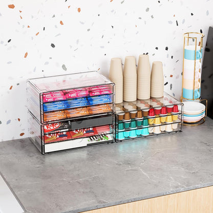 Yieach 11.1 Inch Long Clear Drawer Organizers Stackable,3 Pack Small Acrylic Drawers,School,Office Supplies Organizer And Storage Bins for Stationery,Marker,Pen,Pencil,Craft Desktop Storage Drawers