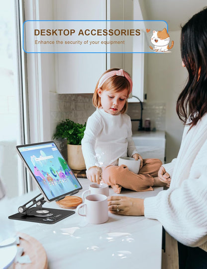 Aoviho Tablet Stand 360° Rotating Aluminum Holder - Adjustable, Portable & Foldable Monitors Stand for iPads, Compatible with 4-13.3" Tablets, Purple