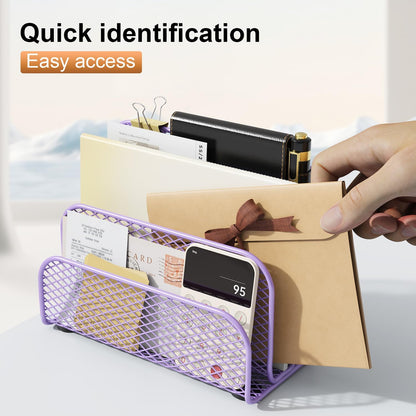 gianotter Mail Organizer Countertop, Metal File Holder with 3-Slot, Rose Gold Desk Accessories & Workspace Organizers (Rose Gold)