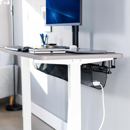 VIVO No Drill Clamp-on 36 inch Mesh Net Under Desk Cable Management Wire Organizer, Adjustable Home Office Standing Desk Cord Storage Sleeve, Black, DESK-AC36MH