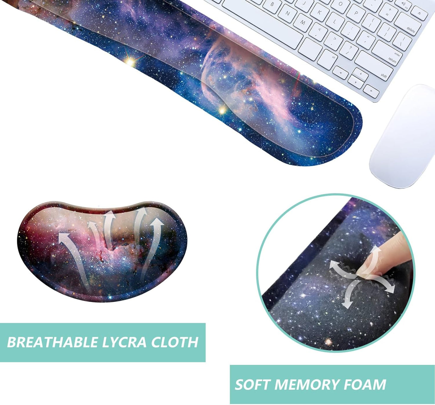 Keyboard Wrist Rest Mouse Wrist Support Set, Memory Foam Wrist Rest Pad for Computer Laptop Keyboard Mouse, Ergonomic Wrist Cushion Support for Typing Pain Relief, Gaming Home Office, Purple