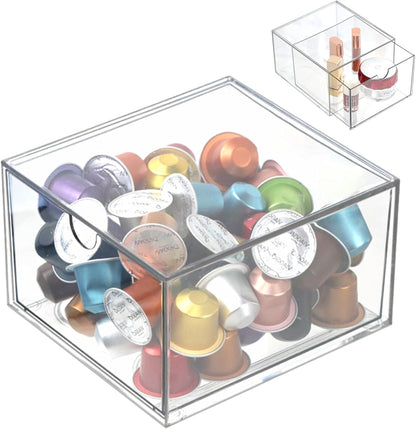 Acrylic Makeup Organizer, 10 Drawers Clear Storage Organizer Desktop Stackable Storage Drawers, Plastic Organizer Bins for Makeup, Stationery, Cosmetics, Vanity, Bathroom,Cabinet,Pantry Office Desk