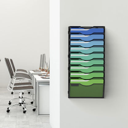 Kuntine.B Wall File Organizer Office Hanging Magazine Holder Wall File Organizer for Office Home (Black, 5 Tier)