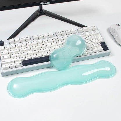Clear Gel Wrist Rest for Keyboard and Mouse, Green Silicone Mouse Wrist Rest Set, Cute Ergonomic Wrist Rest for Keyboard 60%/75%(Green)