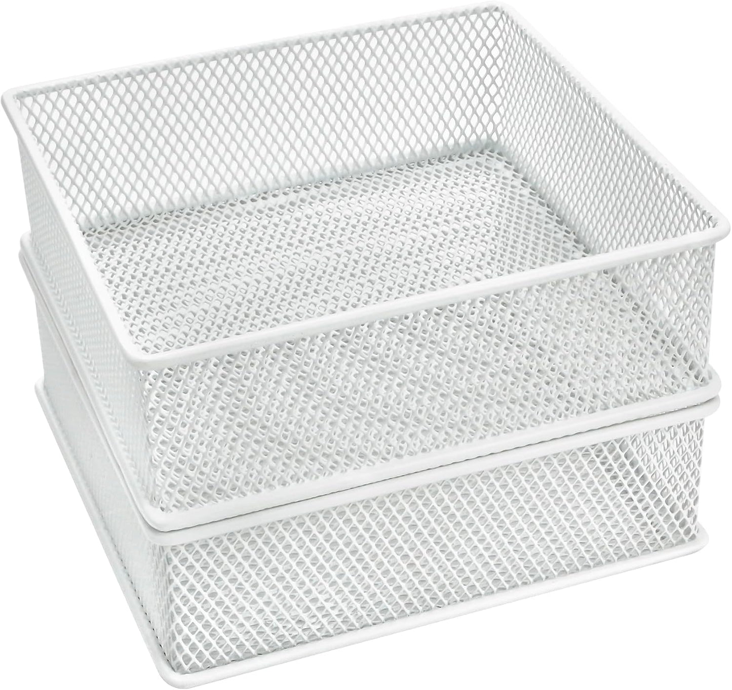 Annova Stackable Mesh Drawer Cabinet and Shelf Organizer Bins Storage Basket School Office Supply Holder Tray- Set of 2 (Gold, 3x3x2 Inch)