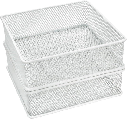 Annova Stackable Mesh Drawer Cabinet and Shelf Organizer Bins Storage Basket School Office Supply Holder Tray- Set of 2 (Gold, 3x3x2 Inch)