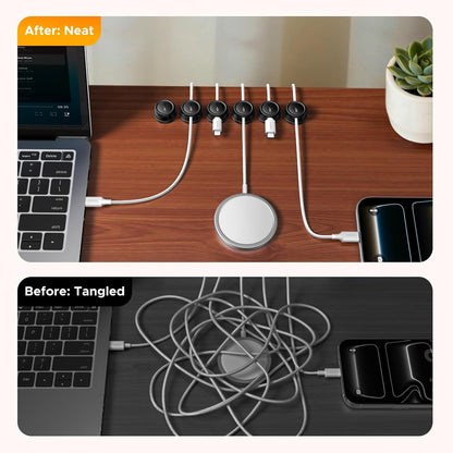 UGREEN Magnetic Cable Management Clips, 360° Rotation Desk Cord Organizer 1s Fast Locking, Strong Adhesive Cable Holder Fits Cables Wires for Workspace, Nightstand, Home Office,Car