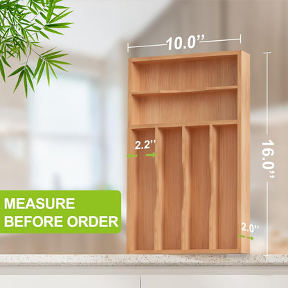 Unibambou Bamboo Utensil Drawer Organizer, Silverware Tray Organizer, Kitchen Drawer Organizer for Flatware Cutlery, (Natural, 3 Slots)