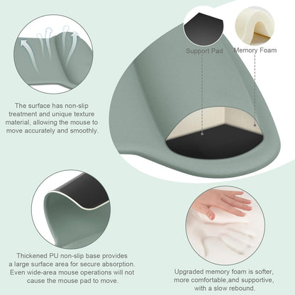 MOSISO Wrist Rest Support for Mouse Pad & Keyboard Set, Ergonomic Mousepad Non-Slip Base Home/Office Pain Relief & Easy Typing Cushion with Neoprene Cloth & Raised Memory Foam, Apricot