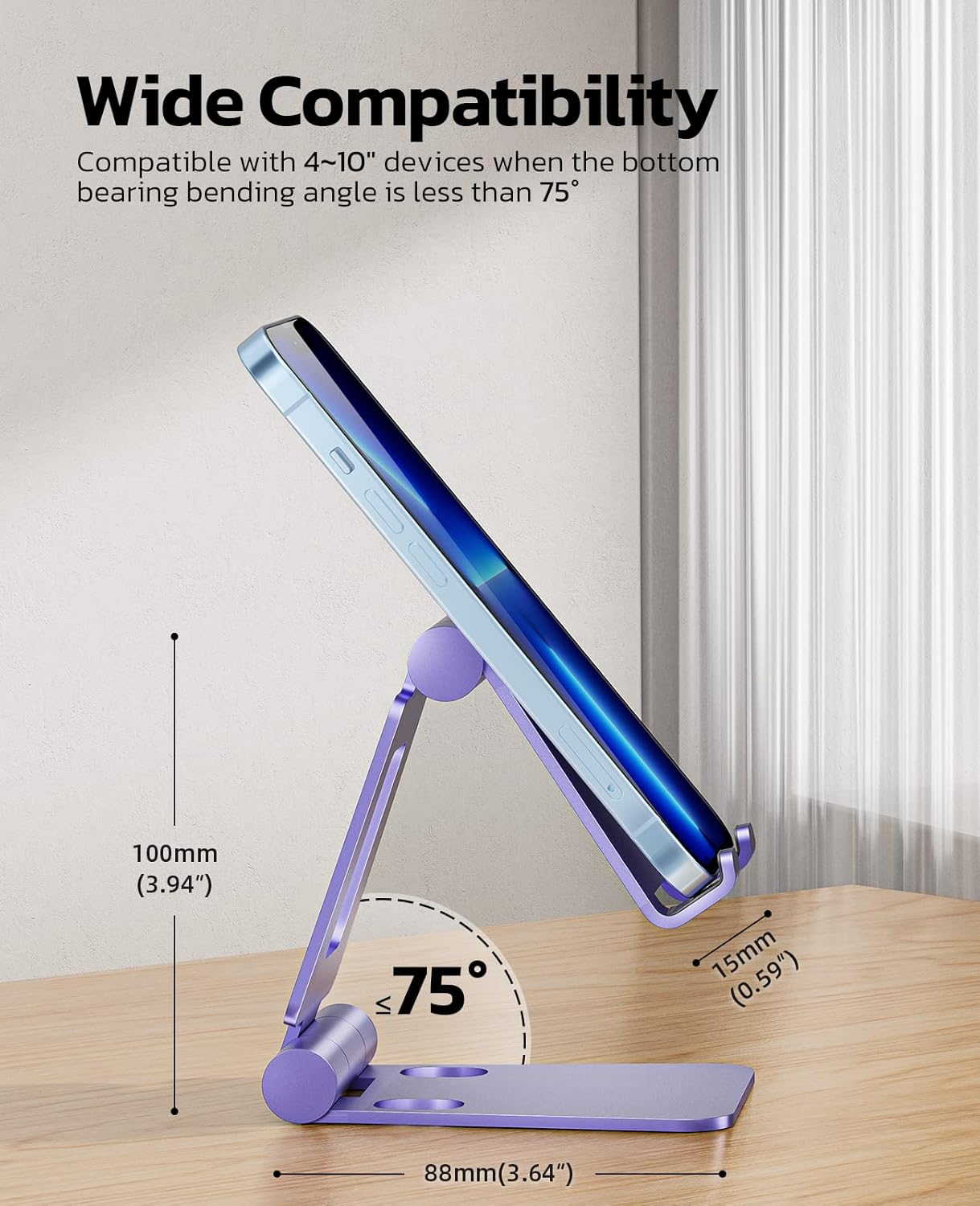 Nulaxy Dual Folding Cell Phone Stand, Fully Adjustable Foldable Desktop Phone Holder Cradle Dock Compatible with iPhone 17 16 15 14 13 12 11 Pro Max Xs Xr X 8, Nintendo Switch, All Phones