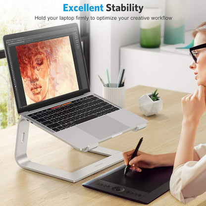 OMOTON Laptop Stand, Detachable Laptop Mount, Aluminum Laptop Holder Stand for Desk, Compatible with MacBook Air/Pro, Dell, HP All Laptops (11-16 inch), Silver