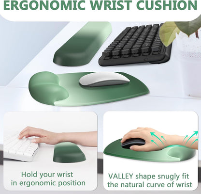 AKIT Ergonomic Mouse Pad with Wrist Rest& Keyboard Wrist Rest, Wrist Rest for Computer Keyboard, Pain Relief, Non-Slip Gel Base, Mousepad Wrist Support for Gaming, Office, Waterdrop Shaped Pink