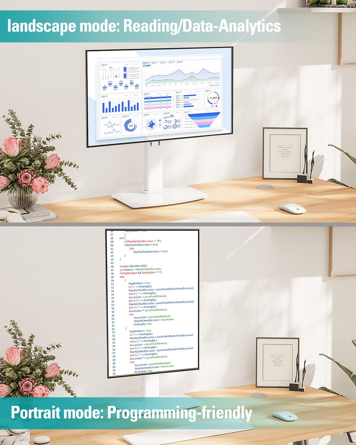 MOUNT PRO Single Monitor Stand Fits Max 32 inch Screen, Free-Standing Computer Desk Stand, Display Mount with Height Adjustable, Swivel, Tilt, Rotation, VESA Monitor Stand 100x100