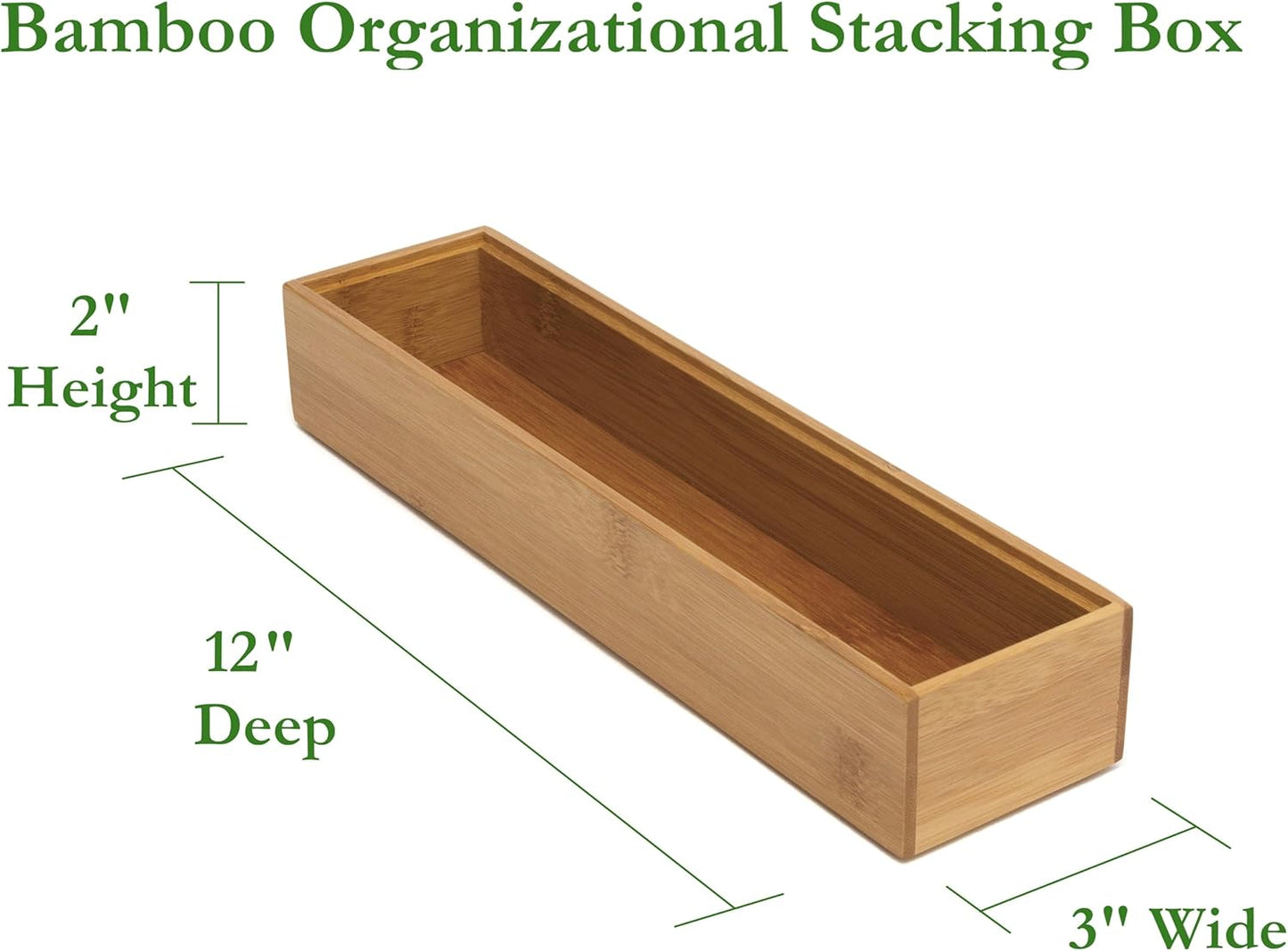 Lipper International 8186S Bamboo Wood Stacking Drawer Organizer Box, 6" x 15"