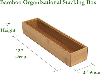 Lipper International 8186S Bamboo Wood Stacking Drawer Organizer Box, 6" x 15"