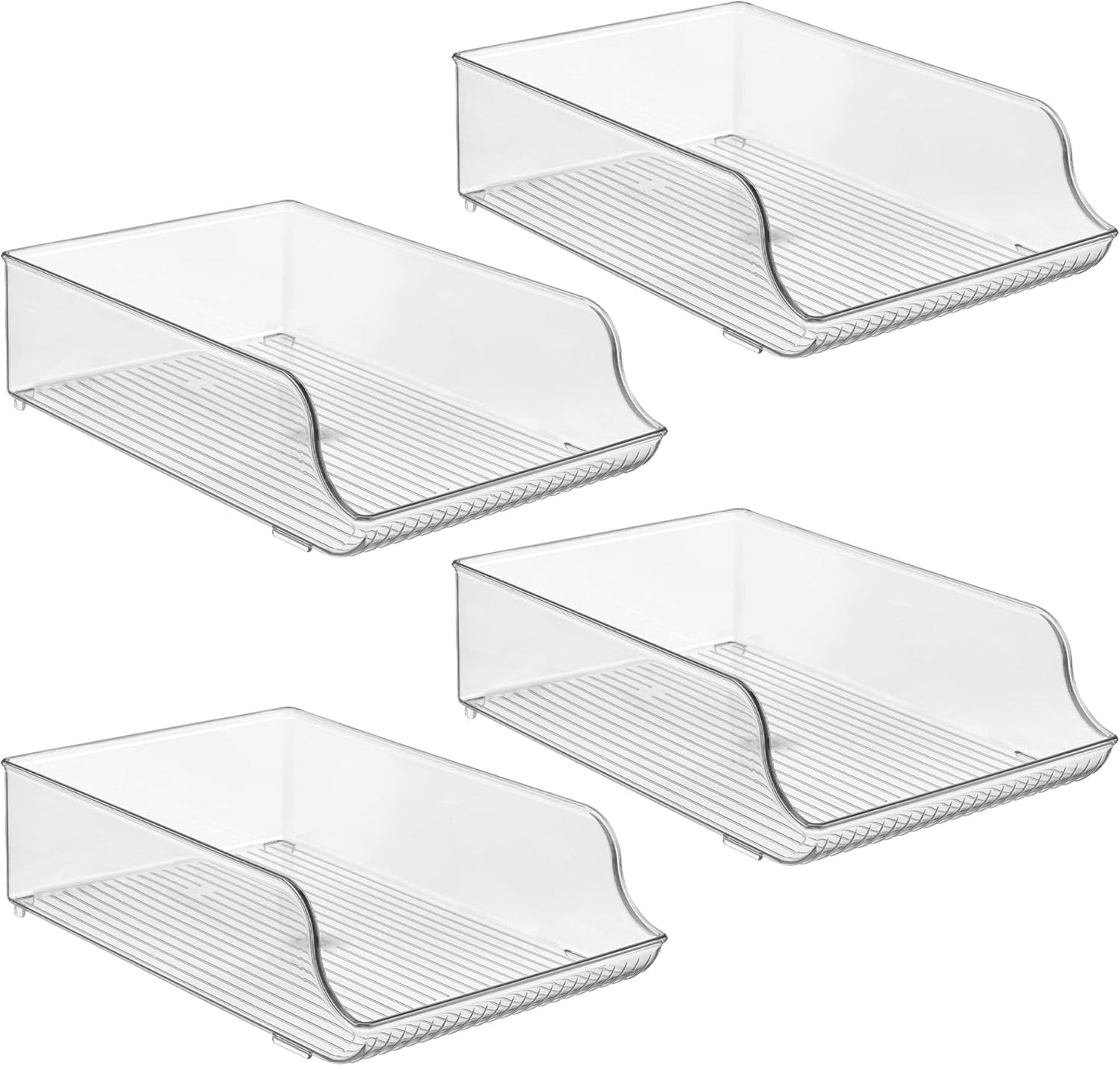 iDesign Plastic Water Bottle Organizer for Fridge, Bottle Holder for Kitchen and Pantry, Clear, 2-Pack