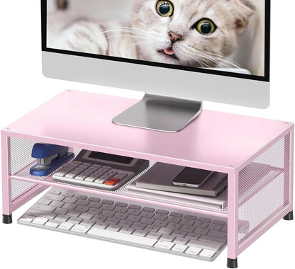 ECOLOVI 2-Tier Computer Monitor Stand Riser, Desk Organizer for Monitor, Printer & Laptop Stand, Desktop Workspace Organizers for Office Supplies(Black)