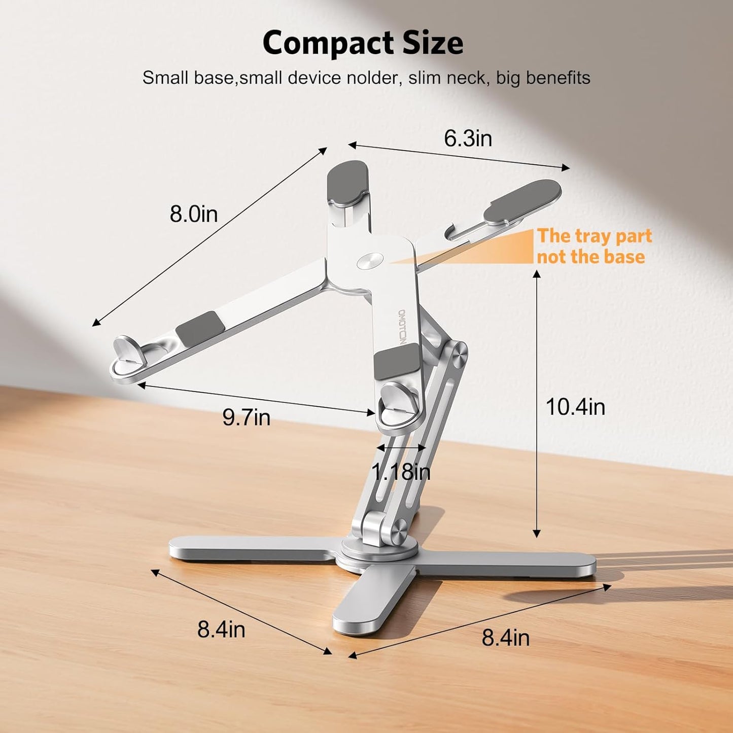 OMOTON LA10 360° Rotating Laptop Stand Riser for Desk, Ergonomic Foldable Computer Stand Adjustable Height Angles for Collaborative Work, Easy Storage Fit Macbooks,All Laptops up to 16 inches, Silver