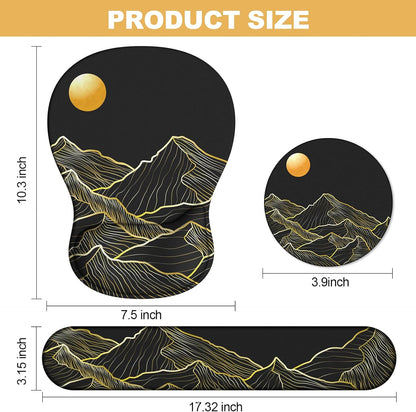 Ergonomic Mouse Pad with Wrist Rest and Keyboard Wrist Rest, Black Mousepad and Wrist Rest for Computer Keyboard, Pain Relief, Non-Slip PU Base, Gel Mouse Pad with Wrist Support for Gaming, Office