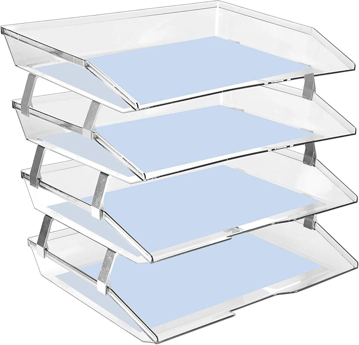 Acrimet 3 Tier Paper Letter Tray Side Load Letter Size, Office Desk File Document Organizer Plastic (Clear Crystal Color)