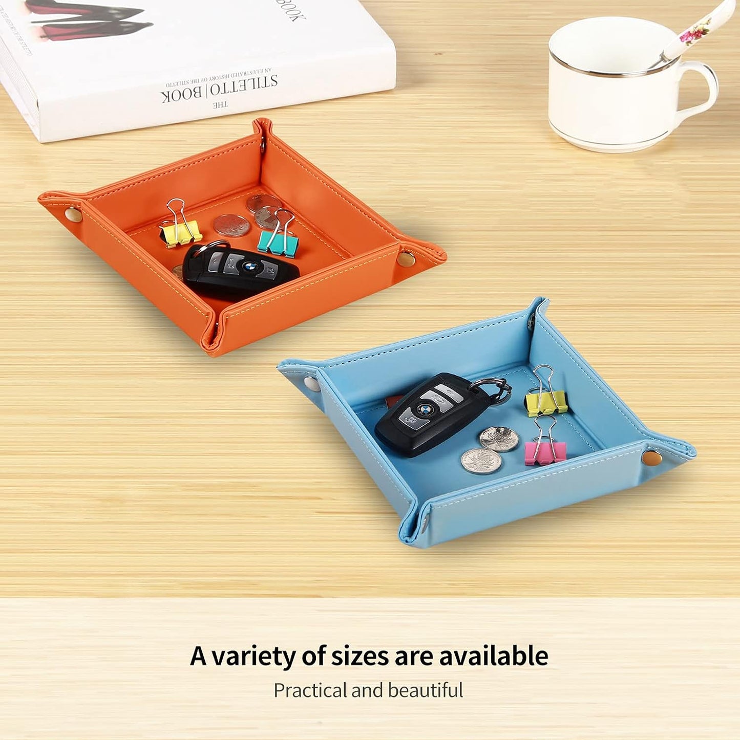 YAPISHI Key Dish Bowl for Men, Entryway Catchall Holder Bedside Table Valet Tray for Pocket Stuff, PU Leather Nightstand Organizer for Dice/Coins/Wallet/Watch/Rings/Sunglasses, Dresser/Coffee Table