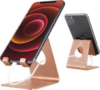 Cell Phone Stand, Desk Phone Holder, Cradle, Dock, Compatible with All 4-8inch Phones, Office Kitchen Traveling Accessories T1 Black